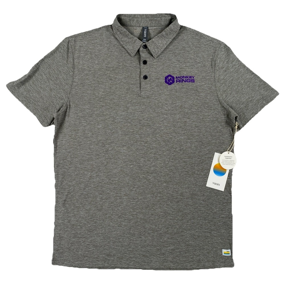 Vuori Strato Tech Polo Shirt Men's Medium Heather Gray NWT *Corp Logo